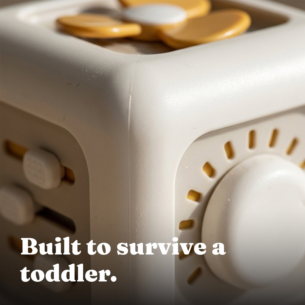 Close-up of the Activity Cube's smooth moulding and rounded edges